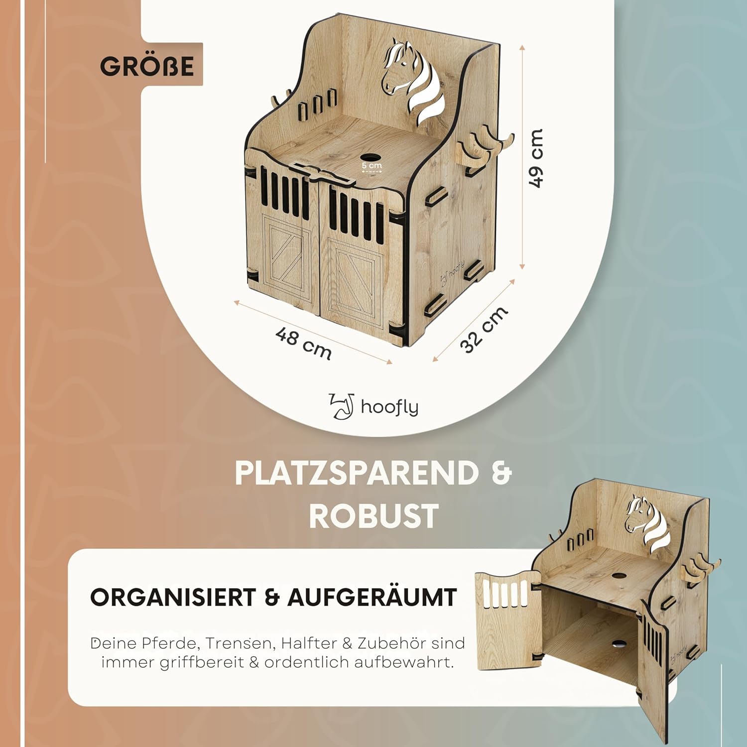 Hobby Horse Wandhalterung – Stall in 2 Größen für 1 oder 2 Pferde