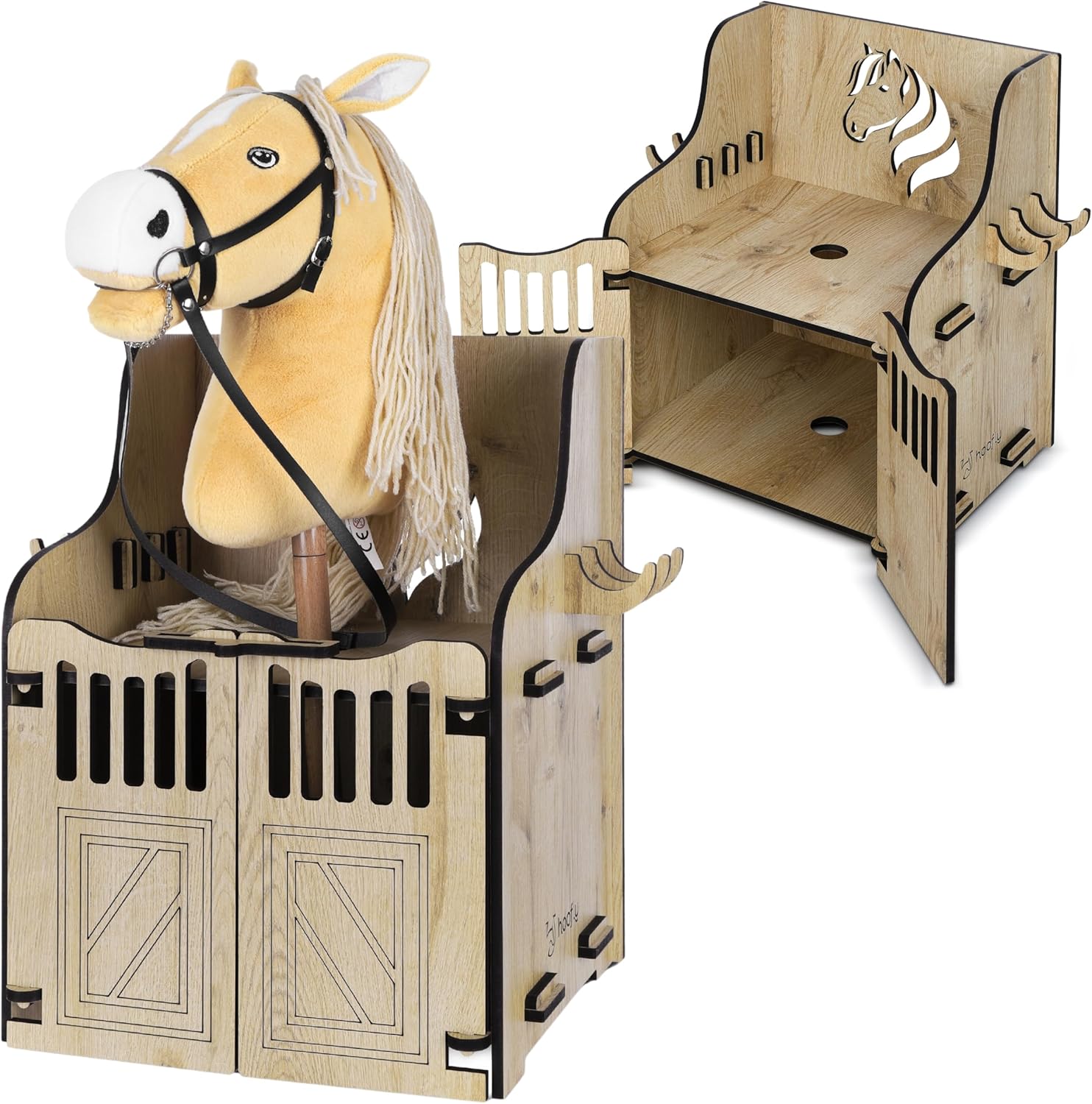 Hobby Horse Wandhalterung – Stall in 2 Größen für 1 oder 2 Pferde