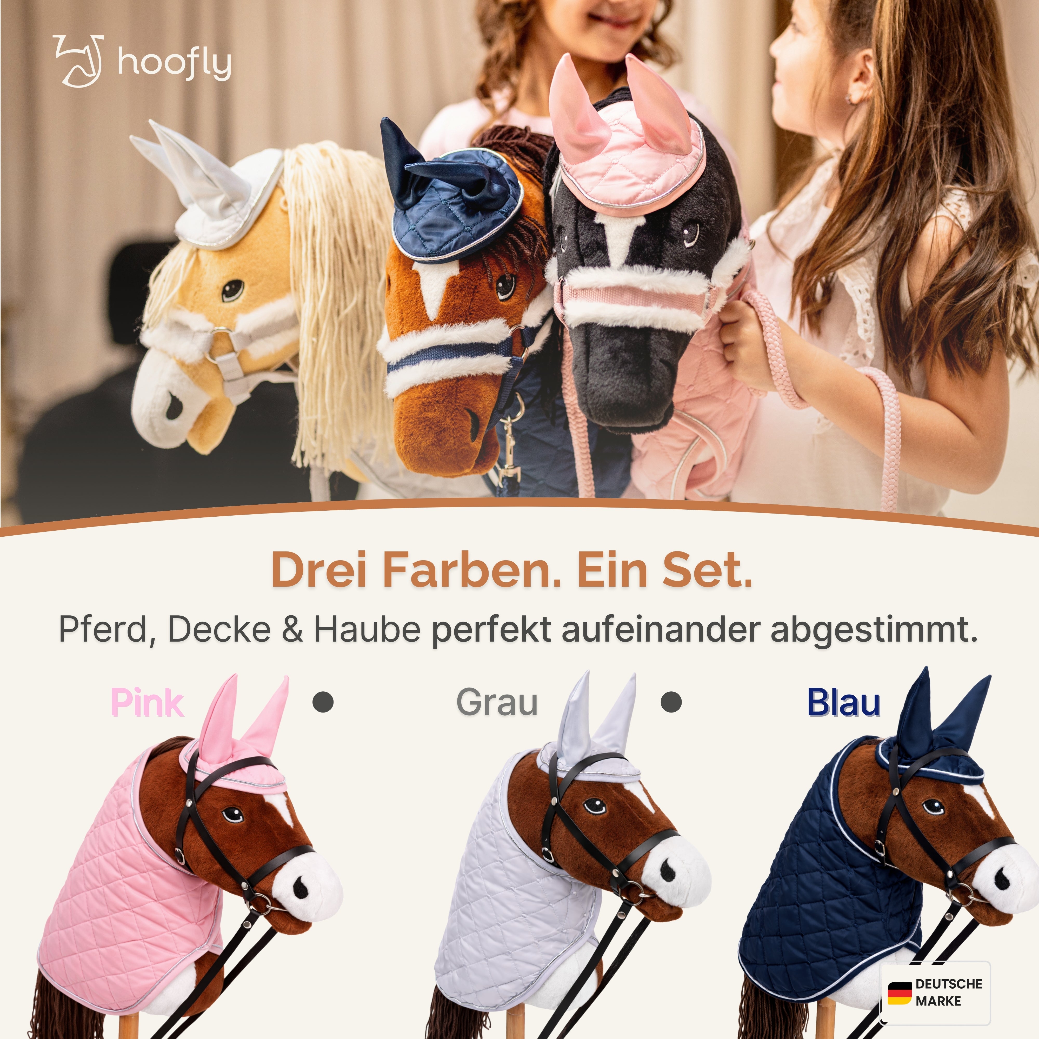 Hobby Horse Set mit Decke & Haube in verschiedenen Farben