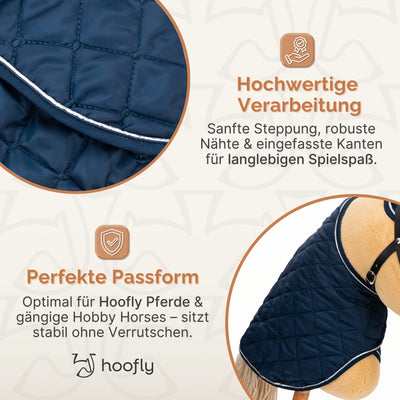 Hoofly Zubehör Set - Halfter mit Strick, Decke & Fliegenhaube in Pink, Grau, Blau [TÜV geprüft]