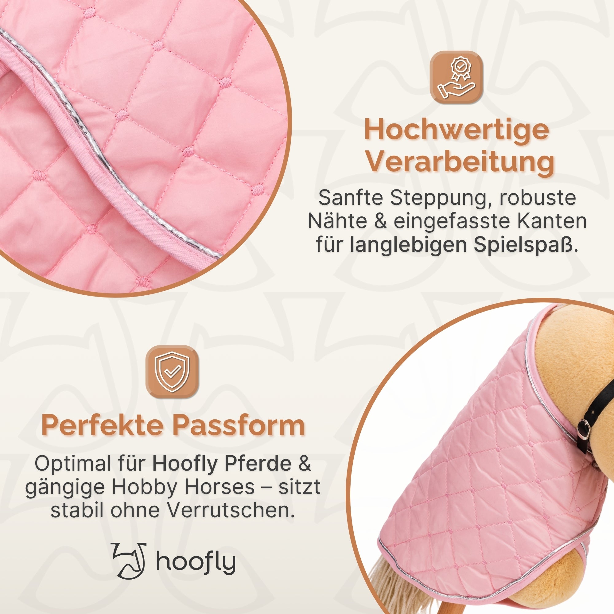 Hoofly Zubehör Set - Halfter mit Strick, Decke & Fliegenhaube in Pink, Grau, Blau [TÜV geprüft]