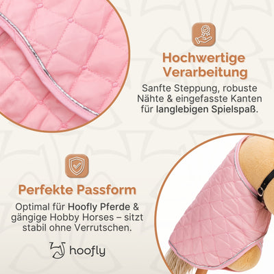 Hoofly Zubehör Set - Halfter mit Strick, Decke & Fliegenhaube in Pink, Grau, Blau [TÜV geprüft]