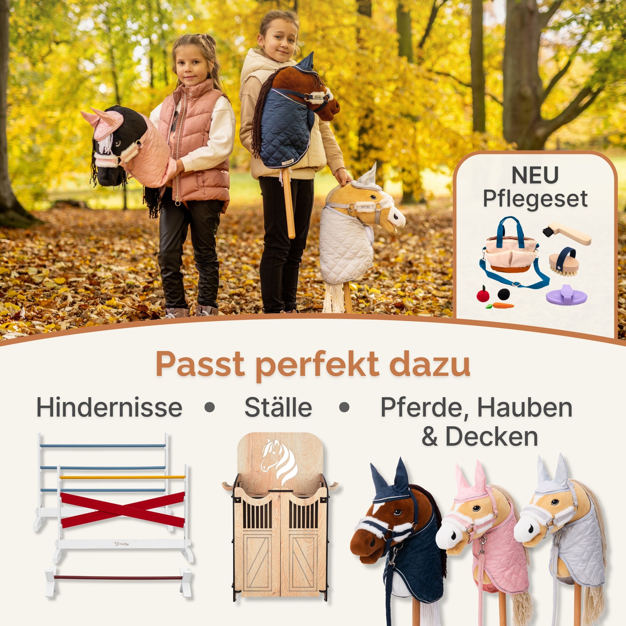 Hoofly Zubehör Set - Halfter mit Strick, Decke & Fliegenhaube in Pink, Grau, Blau [TÜV geprüft]