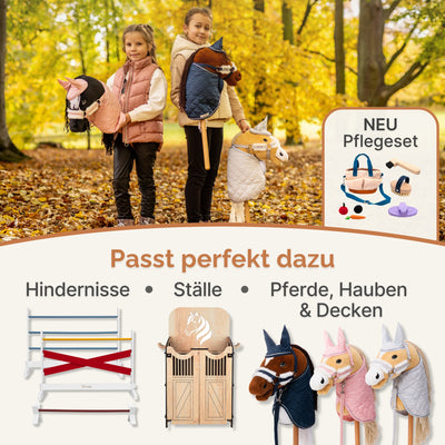 Hoofly Zubehör Set - Halfter mit Strick, Decke & Fliegenhaube in Pink, Grau, Blau [TÜV geprüft]