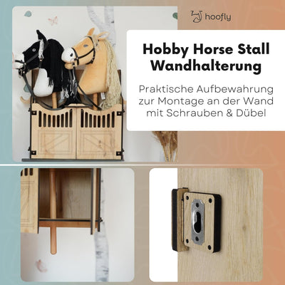 Hobby Horse Wandhalterung – Stall in 2 Größen für 1 oder 2 Pferde