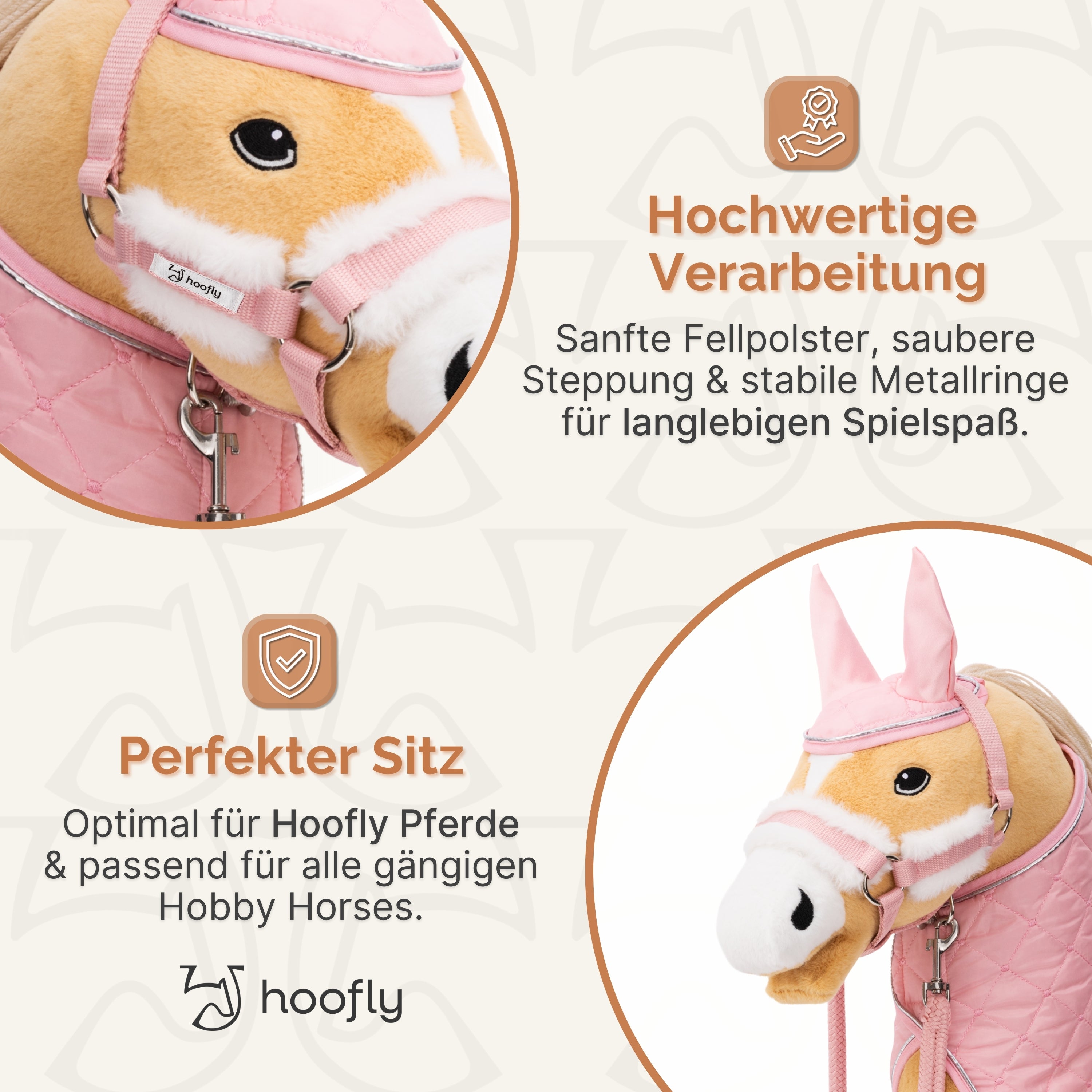 Hoofly Zubehör Set - Halfter mit Strick, Decke & Fliegenhaube in Pink, Grau, Blau [TÜV geprüft]