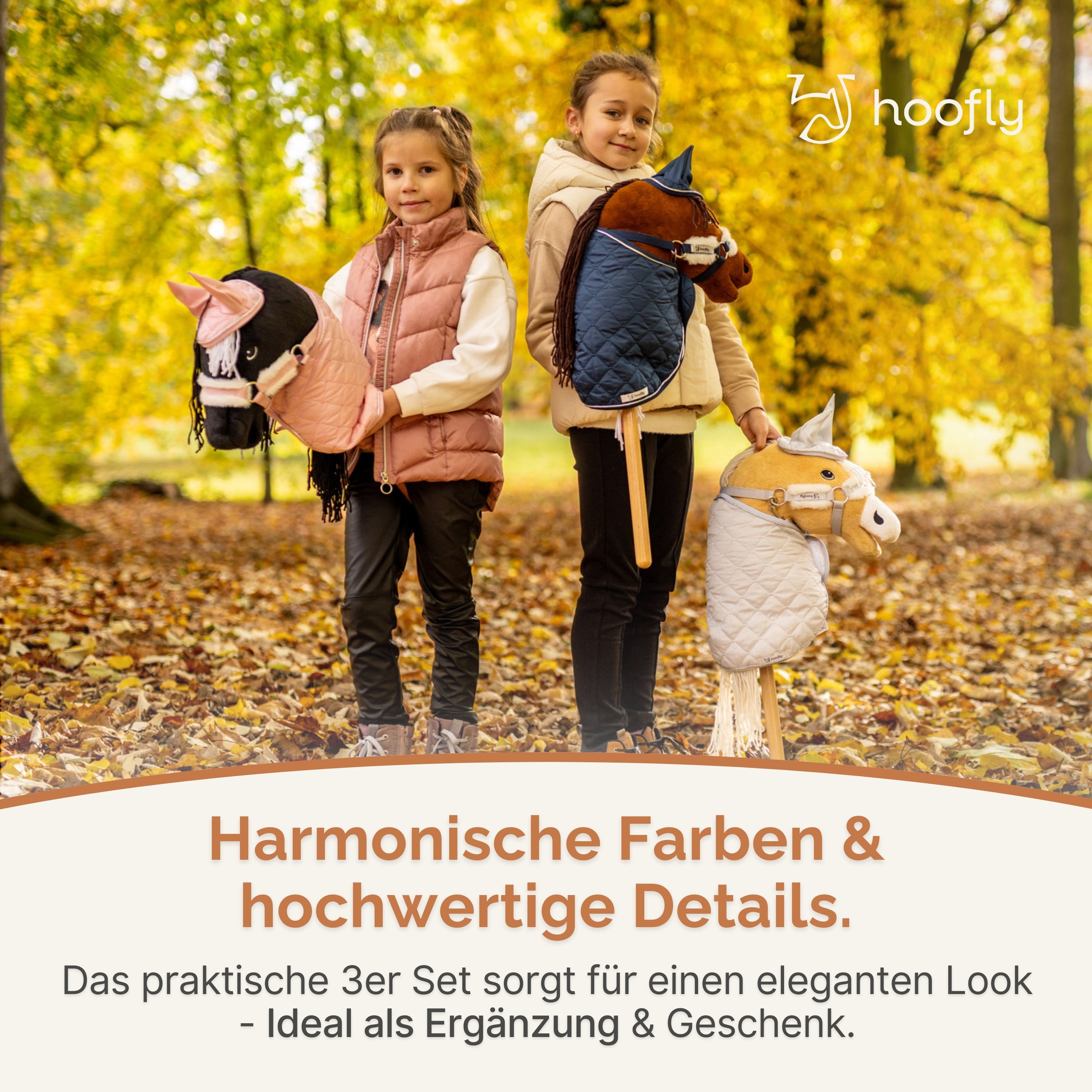 Hoofly Zubehör Set - Halfter mit Strick, Decke & Fliegenhaube in Pink, Grau, Blau [TÜV geprüft]