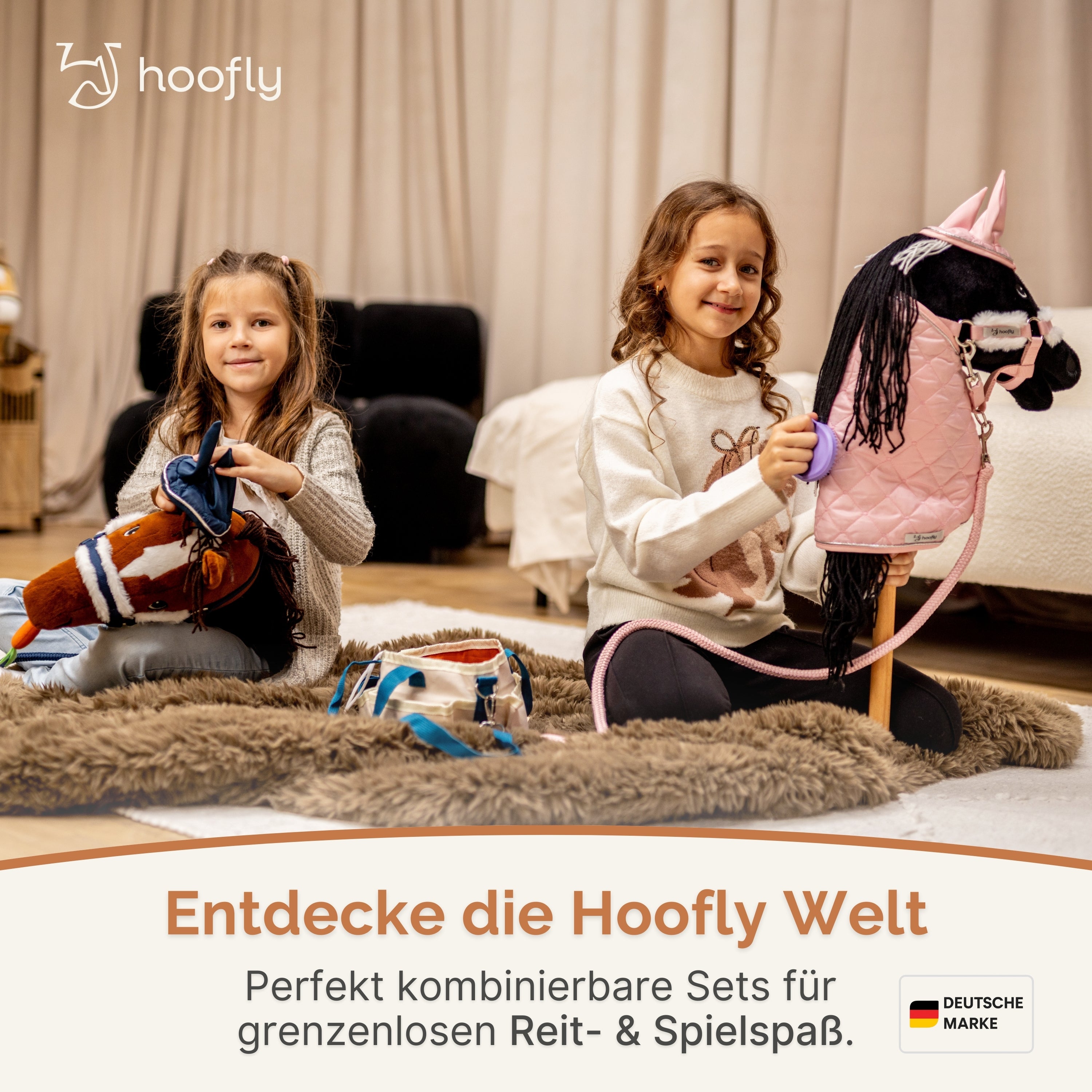 Hoofly Zubehör Set - Halfter mit Strick, Decke & Fliegenhaube in Pink, Grau, Blau [TÜV geprüft]