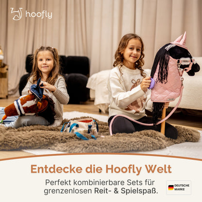 Hoofly Zubehör Set - Halfter mit Strick, Decke & Fliegenhaube in Pink, Grau, Blau [TÜV geprüft]