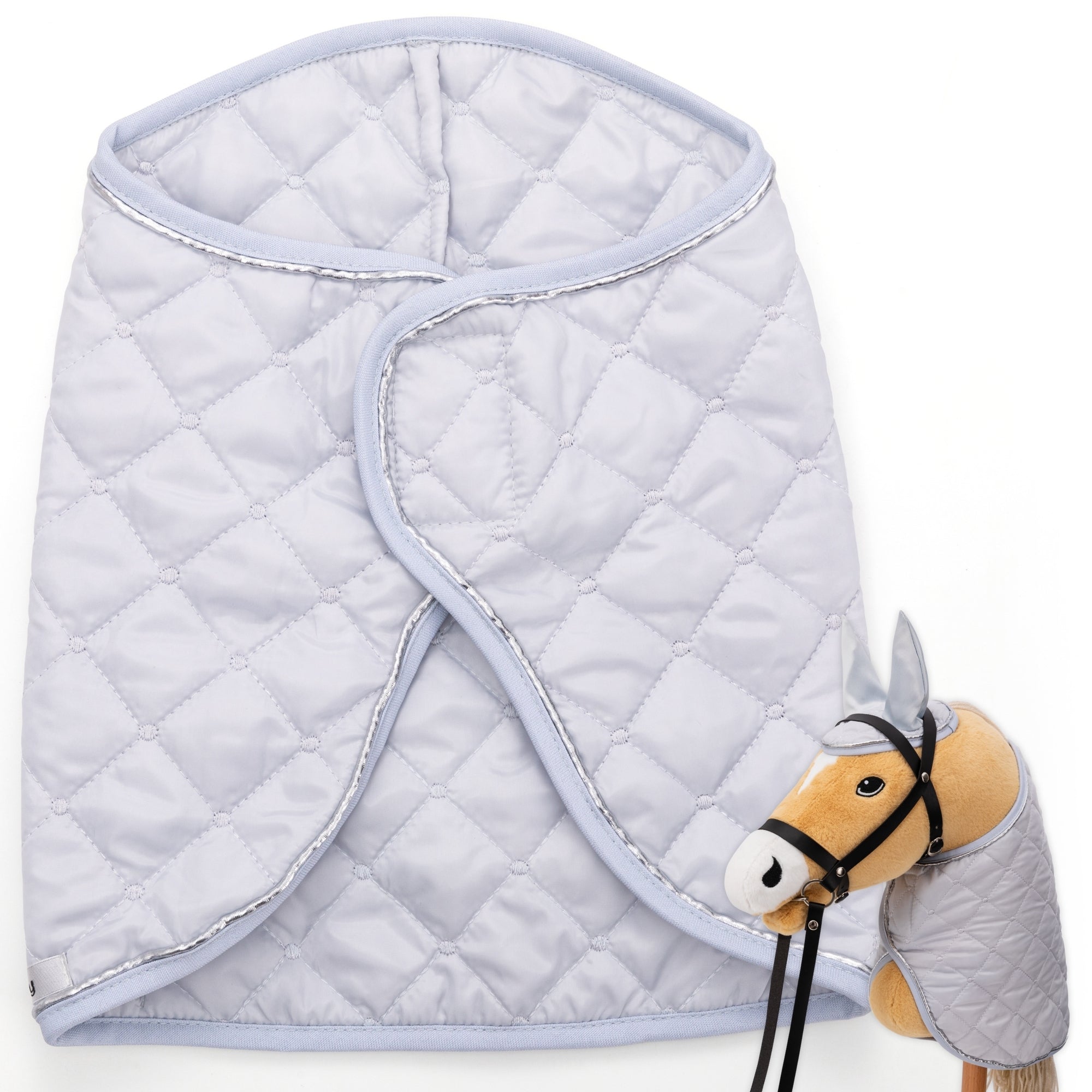 Hoofly Zubehör Set - Halfter mit Strick, Decke & Fliegenhaube in Pink, Grau, Blau [TÜV geprüft]