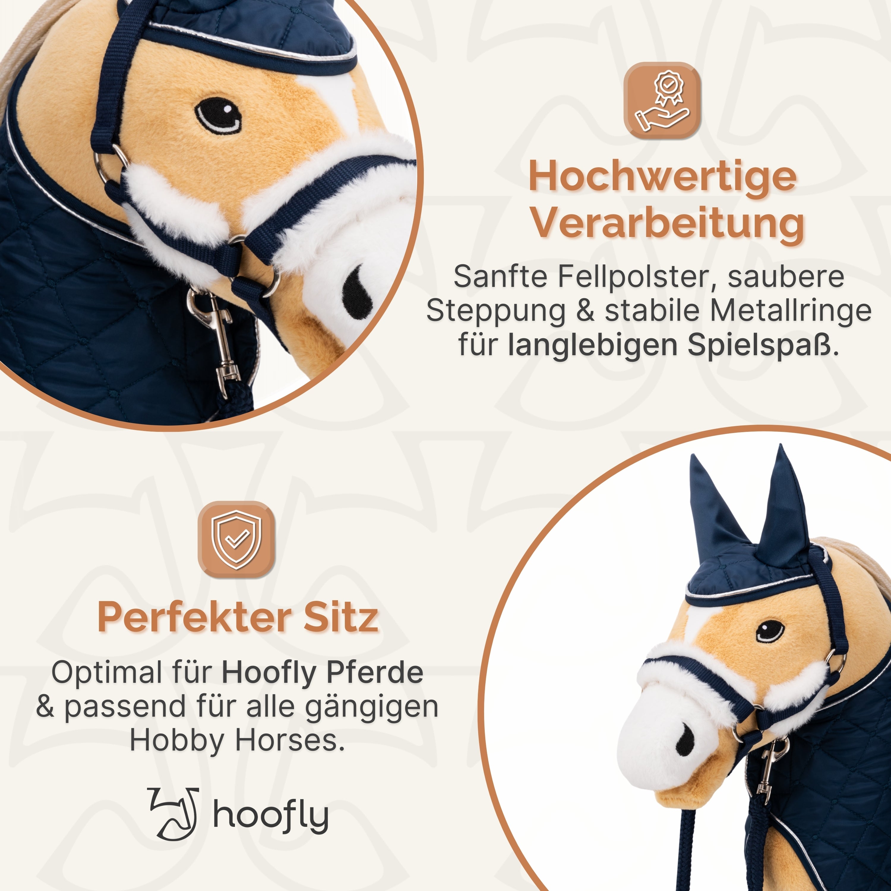 Hoofly Zubehör Set - Halfter mit Strick, Decke & Fliegenhaube in Pink, Grau, Blau [TÜV geprüft]