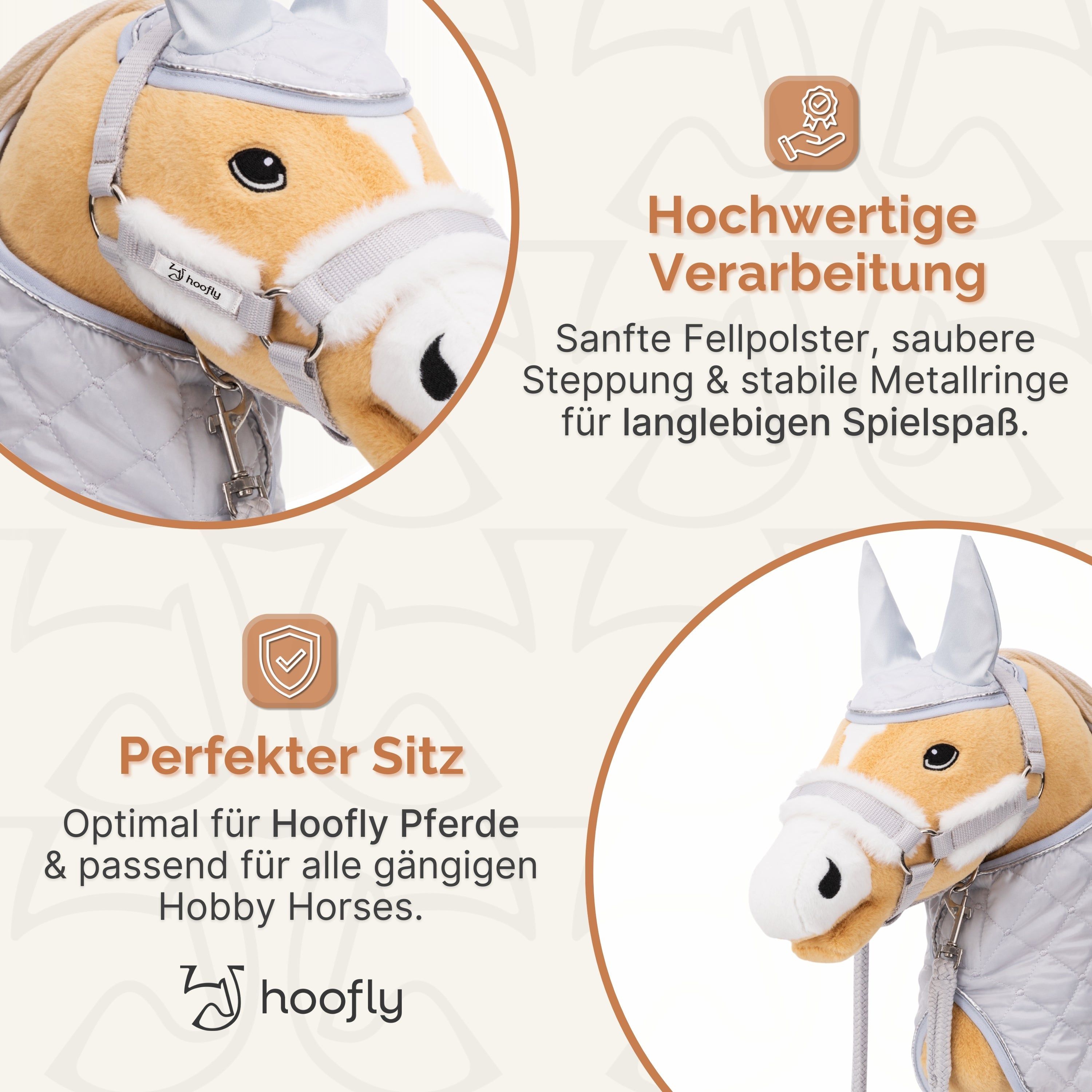 Hoofly Zubehör Set - Halfter mit Strick, Decke & Fliegenhaube in Pink, Grau, Blau [TÜV geprüft]