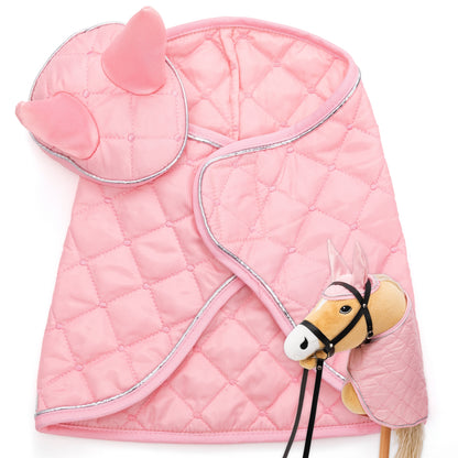 Hoofly Zubehör Set - Halfter mit Strick, Decke & Fliegenhaube in Pink, Grau, Blau [TÜV geprüft]