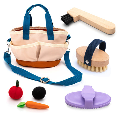 Hoofly – Pflegeset für Kinder mit Tasche, Bürste, Striegel & Hufkratzer [TÜV geprüft]