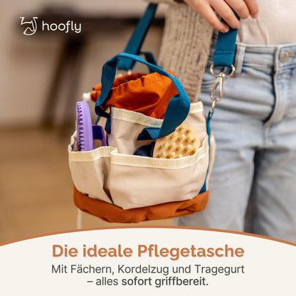 Hoofly – Pflegeset für Kinder mit Tasche, Bürste, Striegel & Hufkratzer [TÜV geprüft]