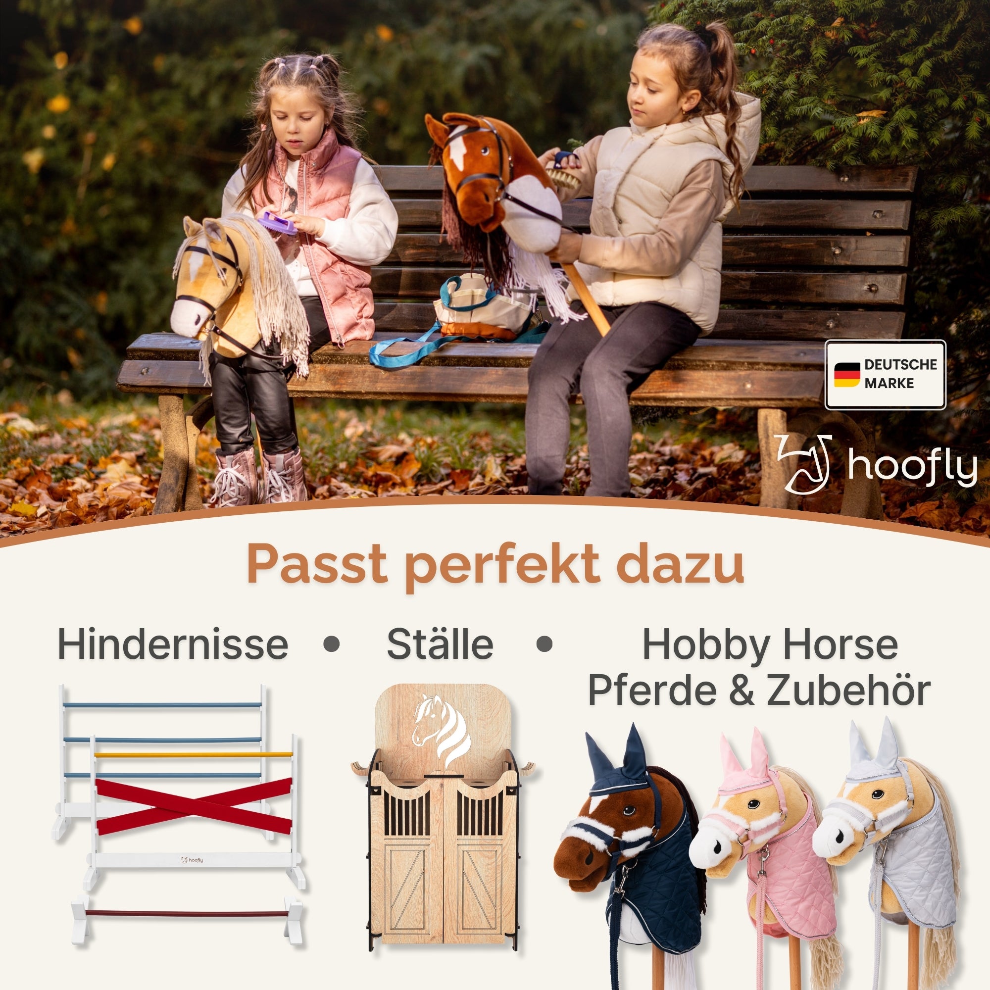 Hoofly – Pflegeset für Kinder mit Tasche, Bürste, Striegel & Hufkratzer [TÜV geprüft]