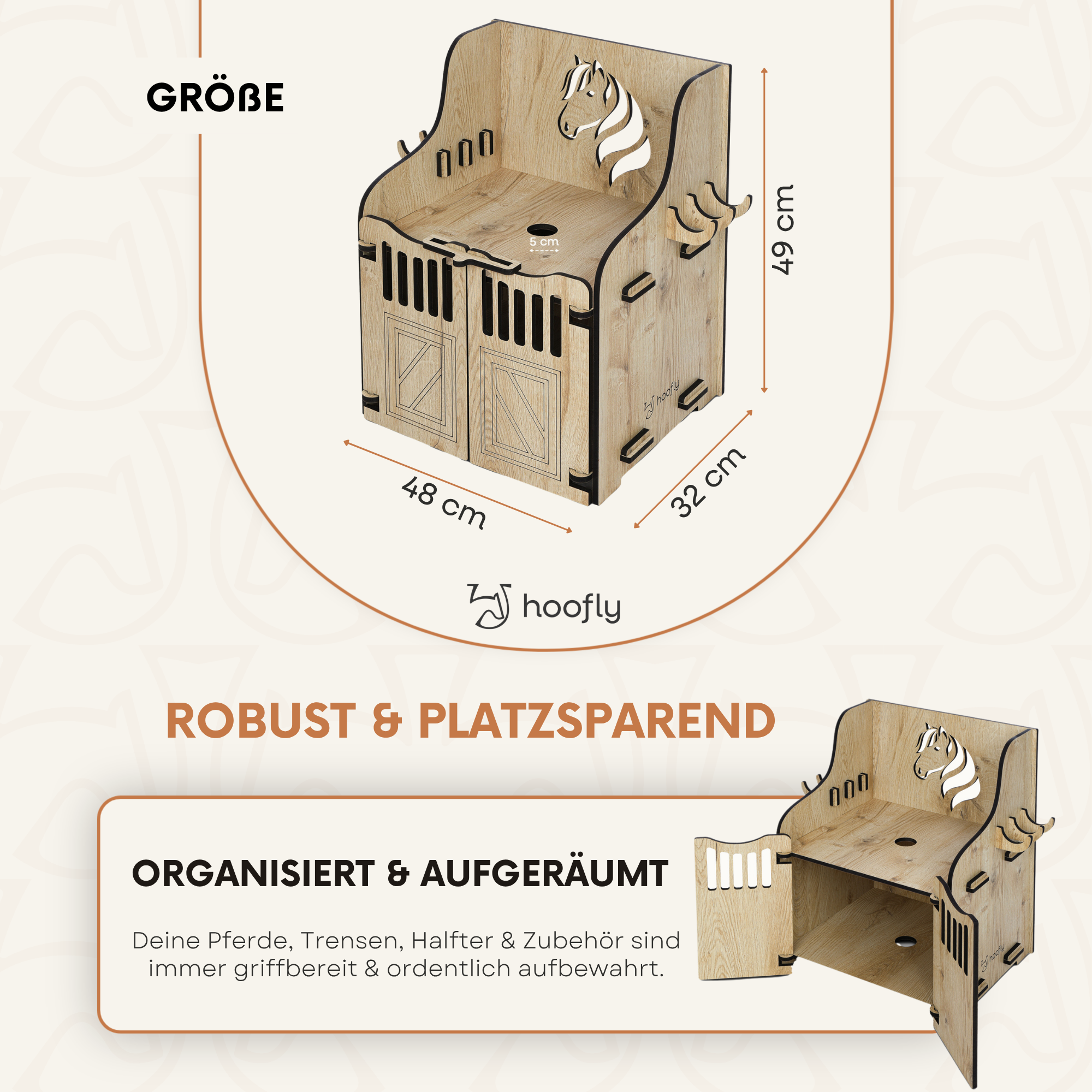 Hobby Horse Wandhalterung – Stall in 2 Größen für 1 oder 2 Pferde