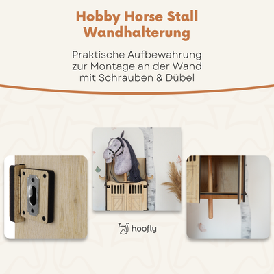 Hobby Horse Wandhalterung – Stall in 2 Größen für 1 oder 2 Pferde